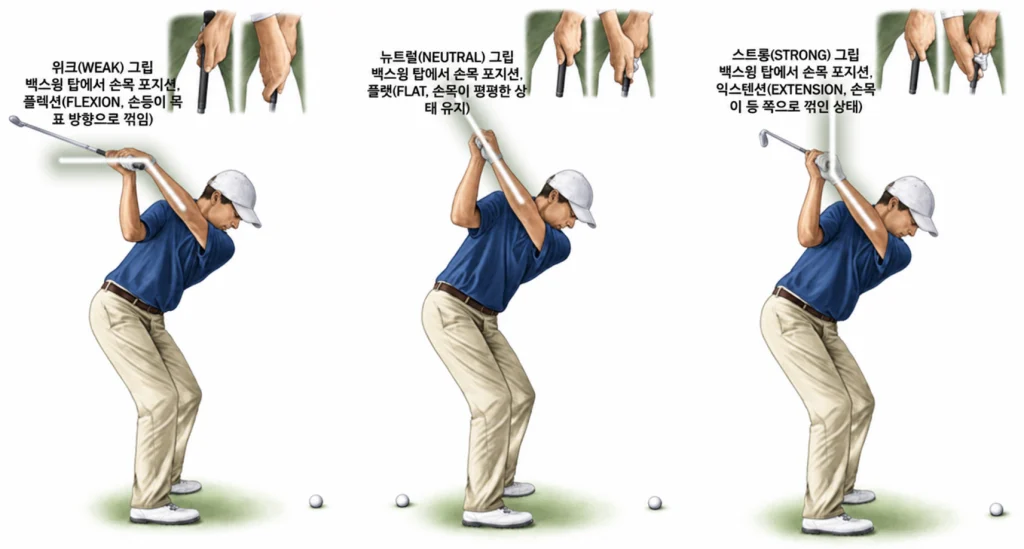 backswing top left wrist position grip clubface action